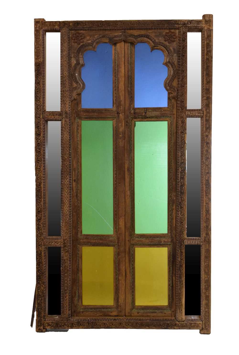 Lot 269 - Indian Rajasthan carved wooden window and frame