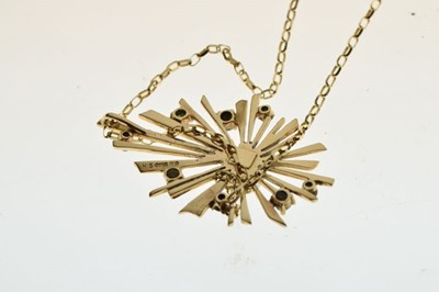 Lot 50 - 9ct gold, pearl and turquoise 'sunburst' pendant