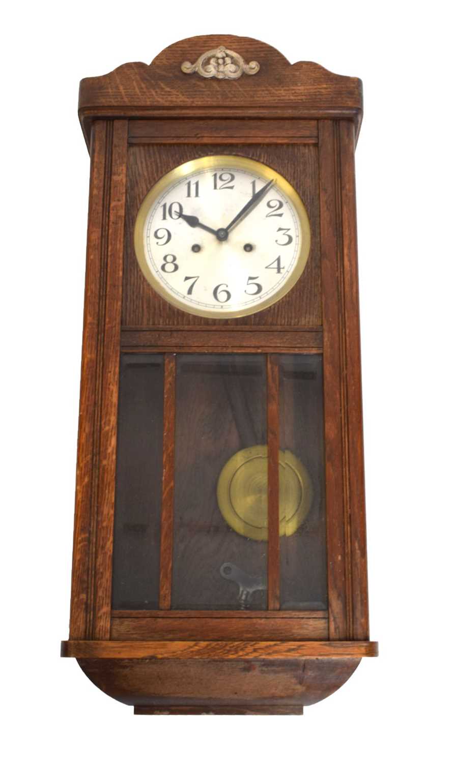 Lot 484 - 1920s oak wall clock