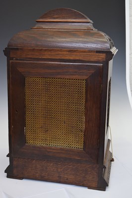 Lot 643 - Winterhalder & Hofmeier - Large German carved oak triple fusee chiming bracket clock