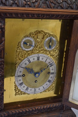 Lot 643 - Winterhalder & Hofmeier - Large German carved oak triple fusee chiming bracket clock