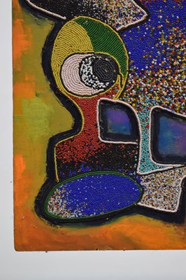 Lot 774 - Chief Jimoh Buraimoh (Nigerian, b. 1943) - Figural abstract beadwork on panel