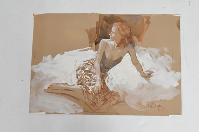 Lot 378 - Paul Hedley (b.1947) - Watercolour with chalk - 'Papillon'