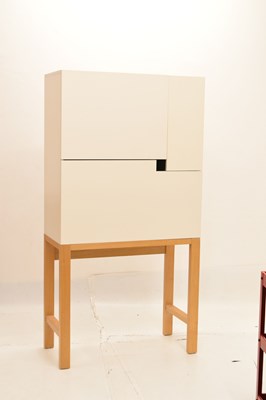 Lot 635 - Modern compact desk , together with a lime-washed open bookcase