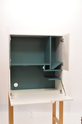 Lot 635 - Modern compact desk , together with a lime-washed open bookcase