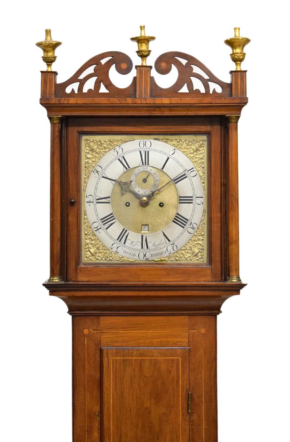 Lot 471 - George III walnut-cased 8-day brass dial longcase clock, Mayhew, Woodbridge