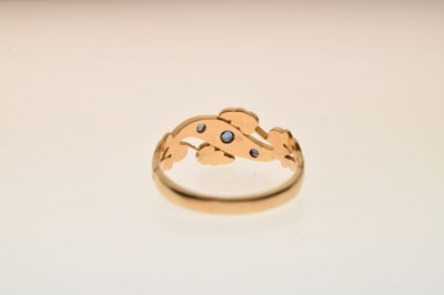 Lot 22 - Circa 1900, sapphire, seed pearl and rose cut diamond 18ct gold ring