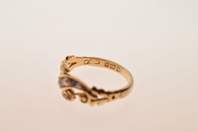 Lot 22 - Circa 1900, sapphire, seed pearl and rose cut diamond 18ct gold ring