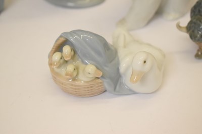Lot 538 - Lladro - Group of seven porcelain animals and one Nao figures
