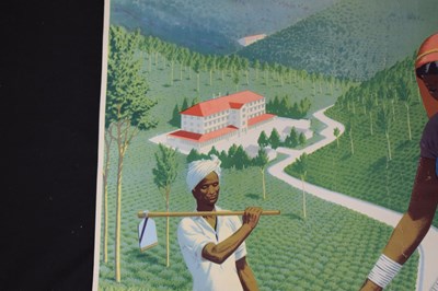 Lot 260 - Circa 1950s Ceylon Tea poster, 'Plucking tea in Ceylon'