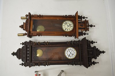 Lot 589 - Gustav Becker two-weight Vienna wall clock plus large spring-driven Vienna (2)