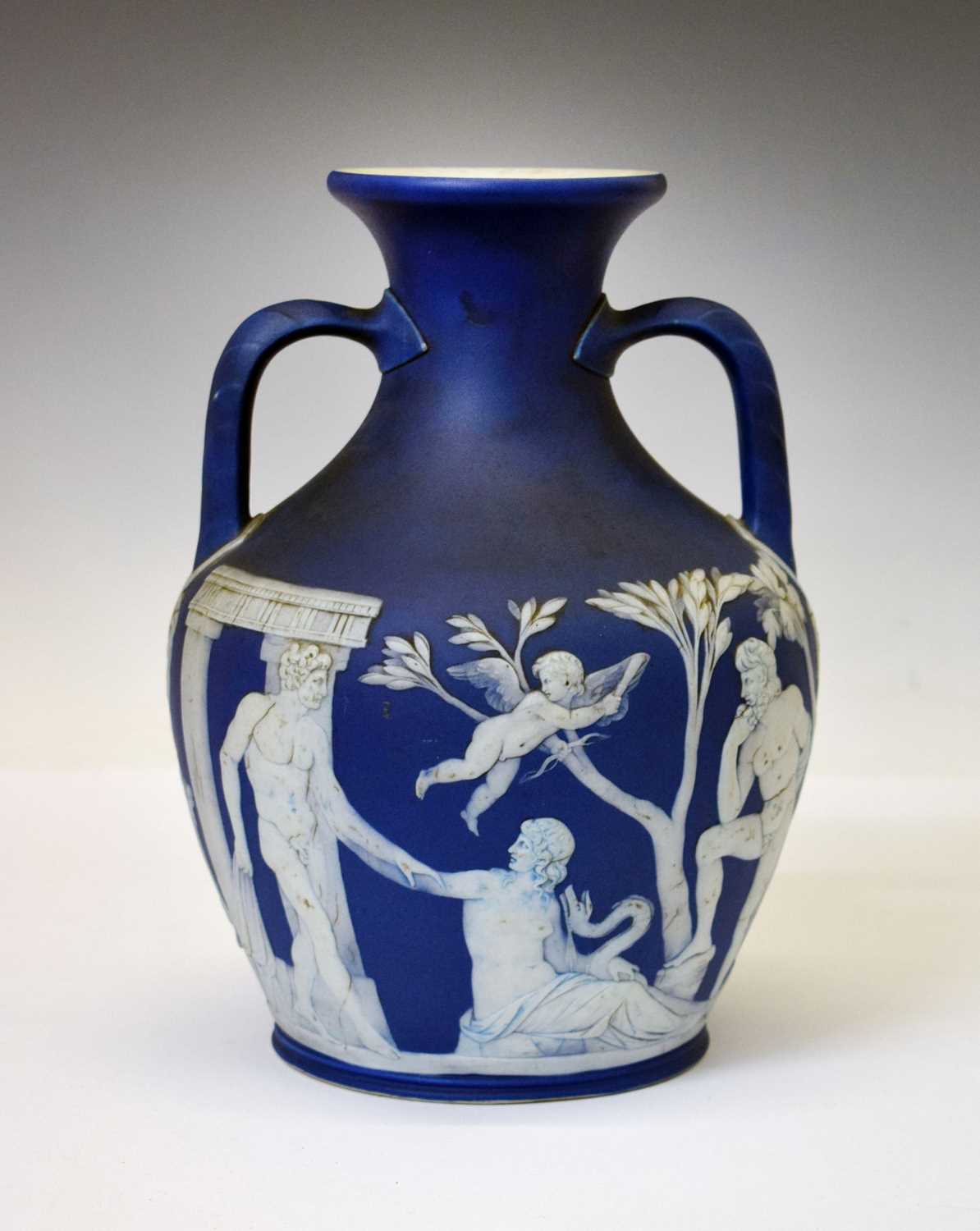 Lot 297 - Wedgwood Blue Jasper model of the Portland vase, 19th century
