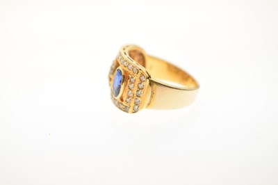 Lot 18 - Ruby, sapphire and diamond Indian yellow metal ring