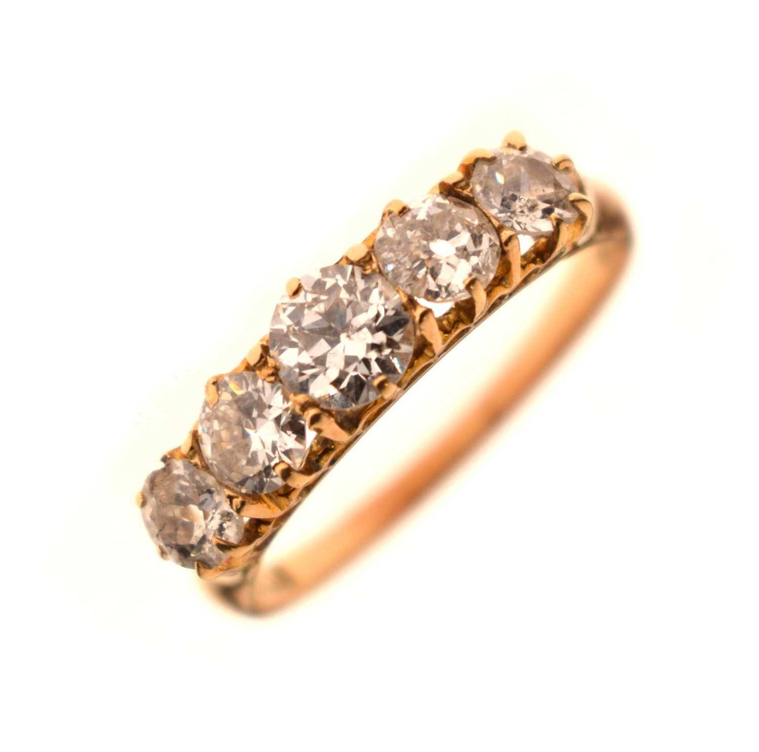 Lot 10 - Diamond 18ct yellow gold five stone ring