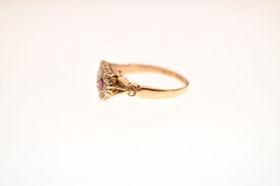 Lot 17 - Late Victorian ruby, sapphire and diamond 18ct gold double heart ring