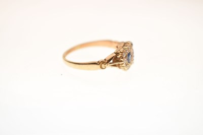 Lot 17 - Late Victorian ruby, sapphire and diamond 18ct gold double heart ring