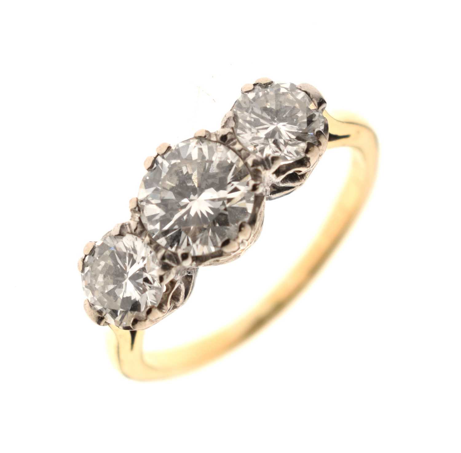 Lot 6 - Diamond 18ct gold and platinum set three stone ring