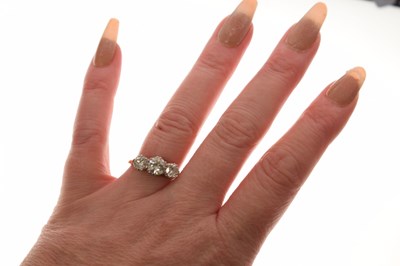 Lot 6 - Diamond 18ct gold and platinum set three stone ring