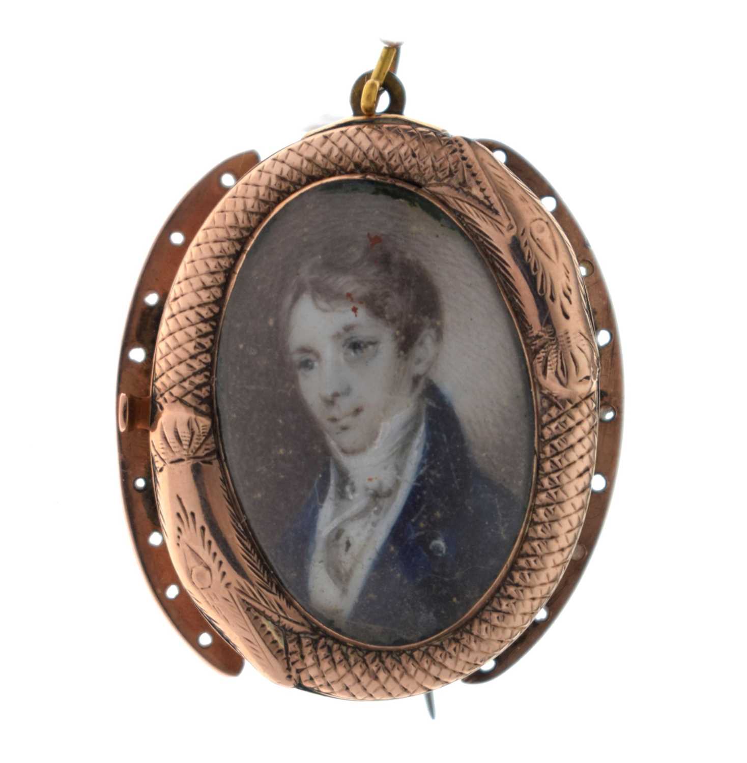 Lot 38 - Early 19th century portrait miniature on ivory, as brooch