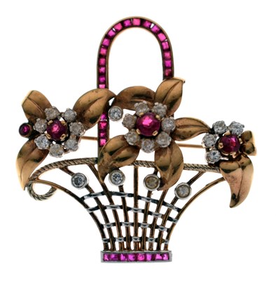 Lot 37 - Ruby and diamond giardinetto brooch