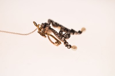 Lot 30 - Art Nouveau early 20th century diamond and pearl brooch