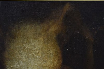 Lot 738 - Two French oils on canvas - Dead game, and a copper pot still life