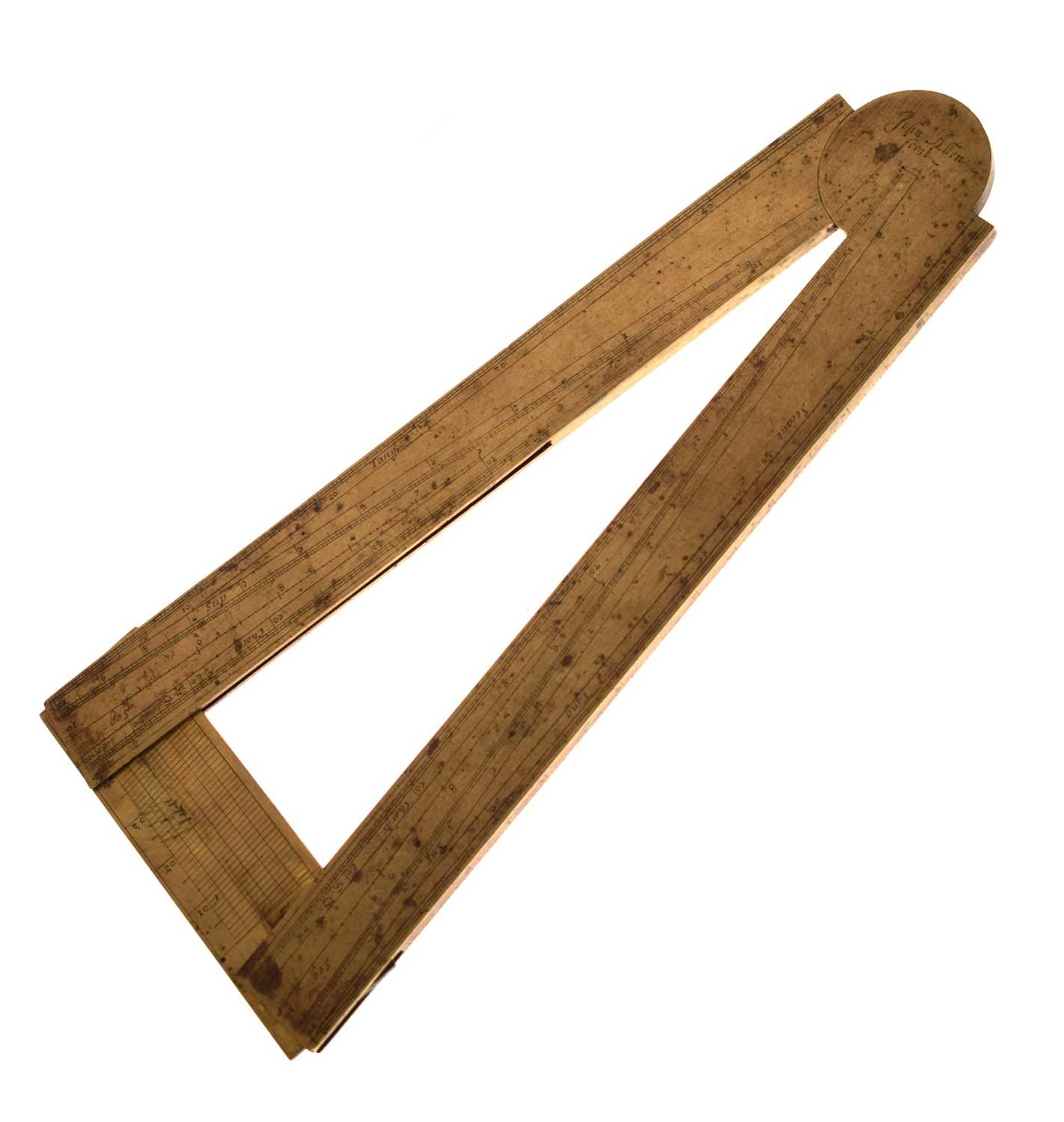 Lot 199 - 17th century brass folding Gunter sector measure rule in the manner of Edmund Gunter