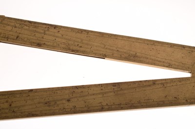 Lot 199 - 17th century brass folding Gunter sector measure rule in the manner of Edmund Gunter