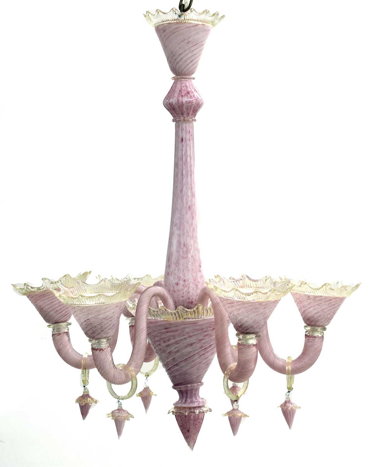 Lot 420 - Murano glass six branch chandelier