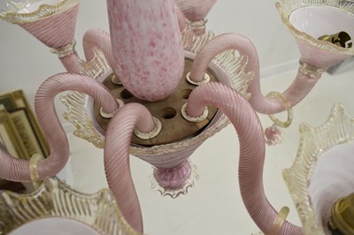 Lot 420 - Murano glass six branch chandelier