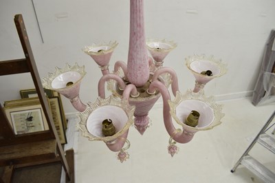 Lot 420 - Murano glass six branch chandelier
