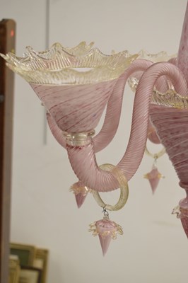 Lot 420 - Murano glass six branch chandelier