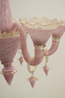 Lot 420 - Murano glass six branch chandelier