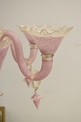 Lot 420 - Murano glass six branch chandelier