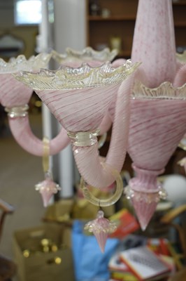 Lot 420 - Murano glass six branch chandelier