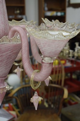 Lot 420 - Murano glass six branch chandelier