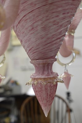 Lot 420 - Murano glass six branch chandelier
