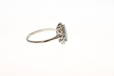 Lot 15 - Black opal and diamond platinum cluster ring