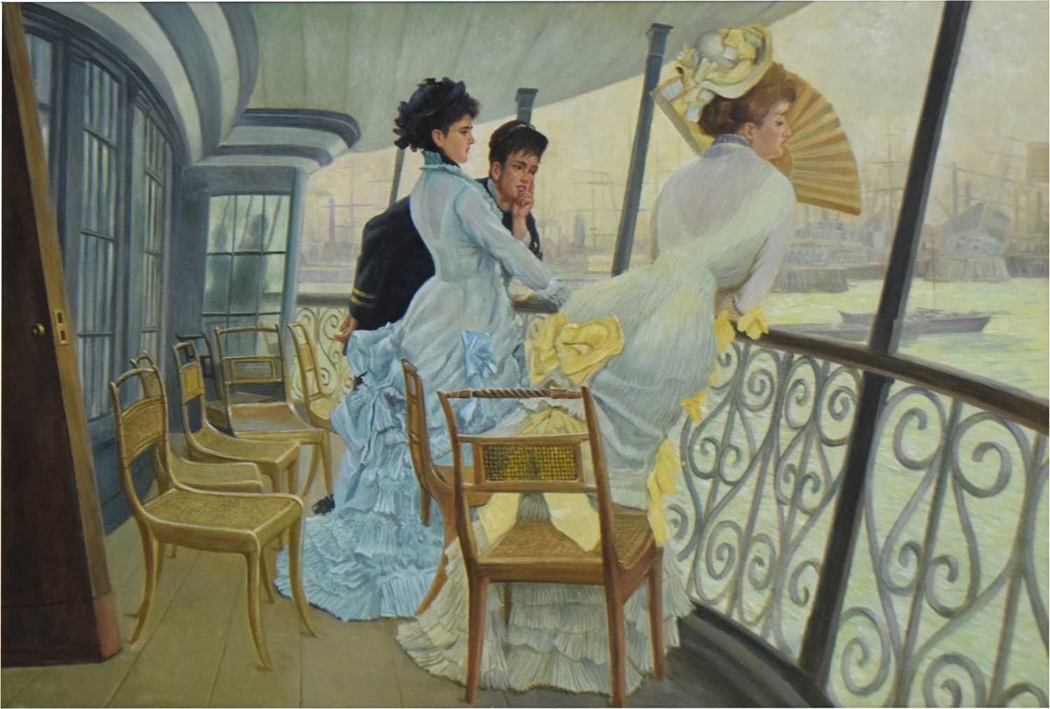 Lot 493 - After James Tissot (1836-1902) - Oil on canvas - ‘The Gallery of H.M.S. Calcutta’