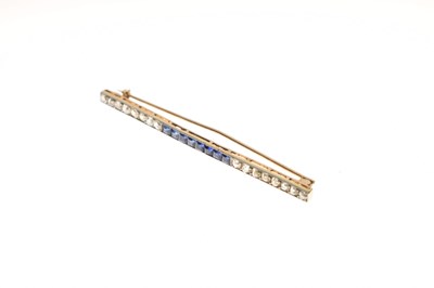 Lot 24 - Art Deco diamond and sapphire bar brooch