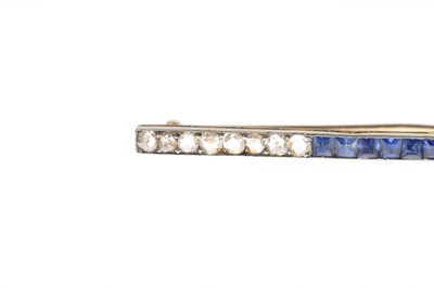 Lot 24 - Art Deco diamond and sapphire bar brooch