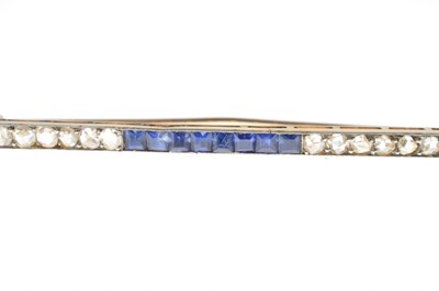 Lot 24 - Art Deco diamond and sapphire bar brooch