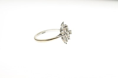 Lot 8 - Diamond white metal cluster ring stamped 18ct