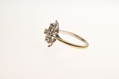 Lot 8 - Diamond white metal cluster ring stamped 18ct