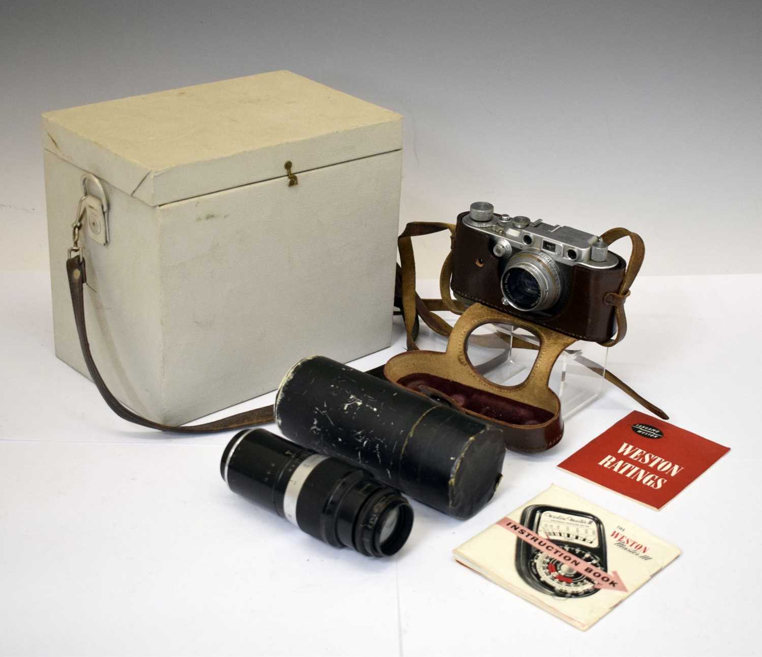 Lot 256 - A Leica DRP Ernst Leitz Wetzlar camera number 314744 fitted with a Summar F=5cm 1/2 lens