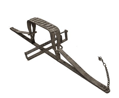 Lot 254 - Early 19th century wrought iron mantrap