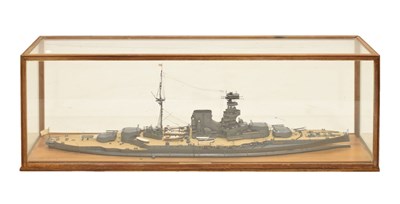 Lot 266 - Wooden scale model of a Second World War British Royal Navy battleship