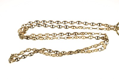 Lot 9ct gold fancy link chain, with Victorian gold plated eyeglass