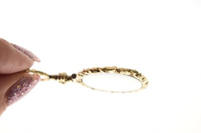 Lot 9ct gold fancy link chain, with Victorian gold plated eyeglass