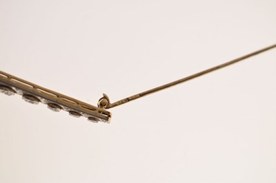 Lot Belle Epoque diamond and pearl 14ct yellow and white gold set bar brooch